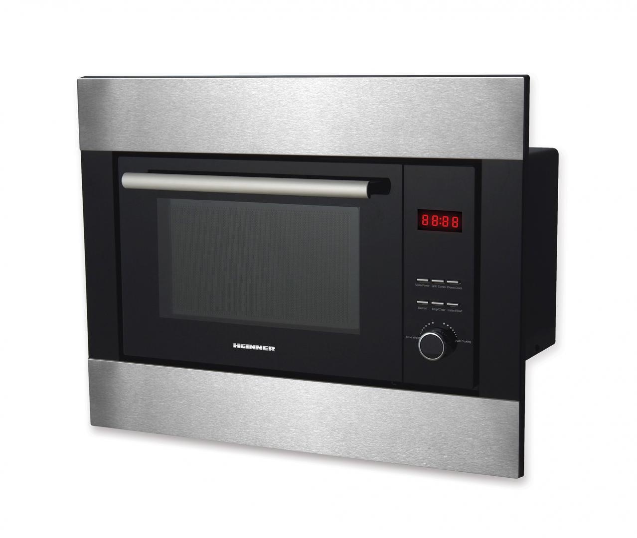 RESIGILAT - CUPTOR CU MICROUNDE INCORPORABIL HEINNER HMW-23BIXBK, Capacitate 23L, Putere 800W, Grill, Digital, Negru/Inox