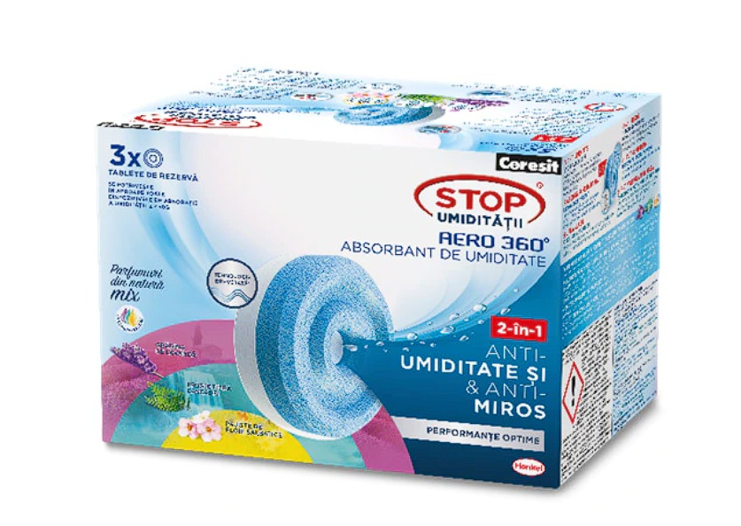 Rezerva absorbant umiditate Ceresit Aero 360, parfumuri din natura mix 3 arome, 3 x 450 g, Resigilat, Grad A