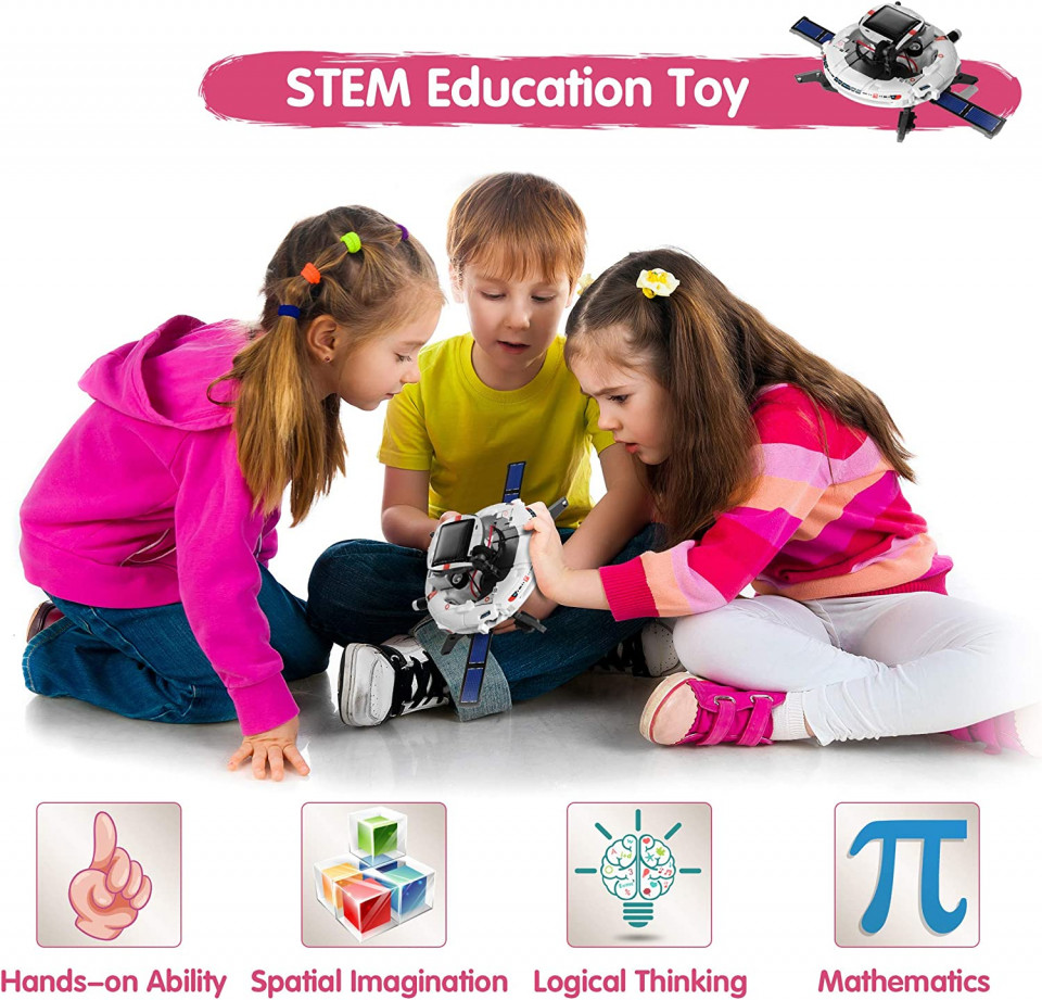 Poze Robot educational cu incarcare solara 6 in 1 Batlofty, ABS, alb/negru/rosu, 24 x 18 x 6,3 cm