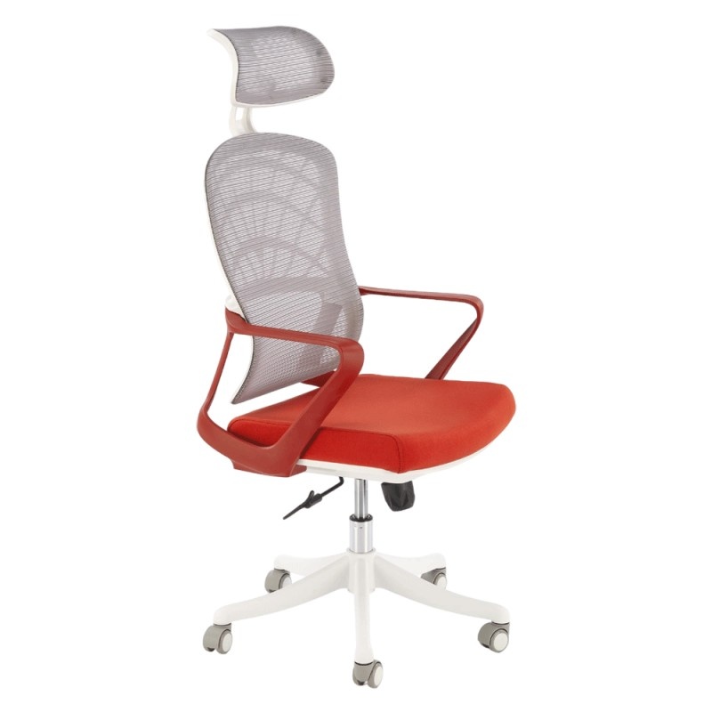 Scaun birou egonomic HM Vesuvio 2, mesh, mecanism balans, baza polipropilena, suport lombar, 120 kg, rosu /gri/alb