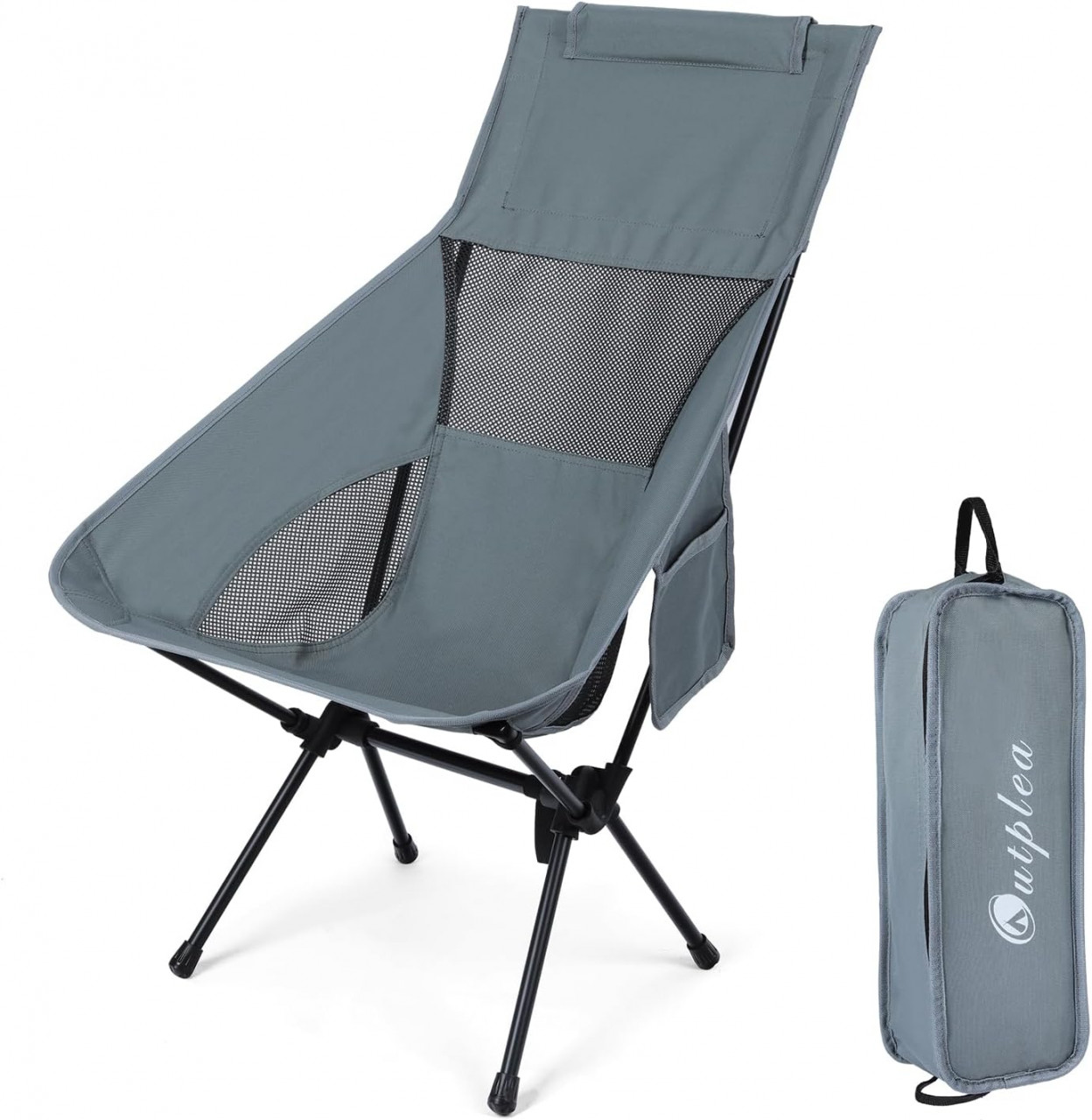 Scaun de camping pliabil Lafocuse, aliaj de aluminiu/poliester, negru/gri, 60 x 60 x 85 cm