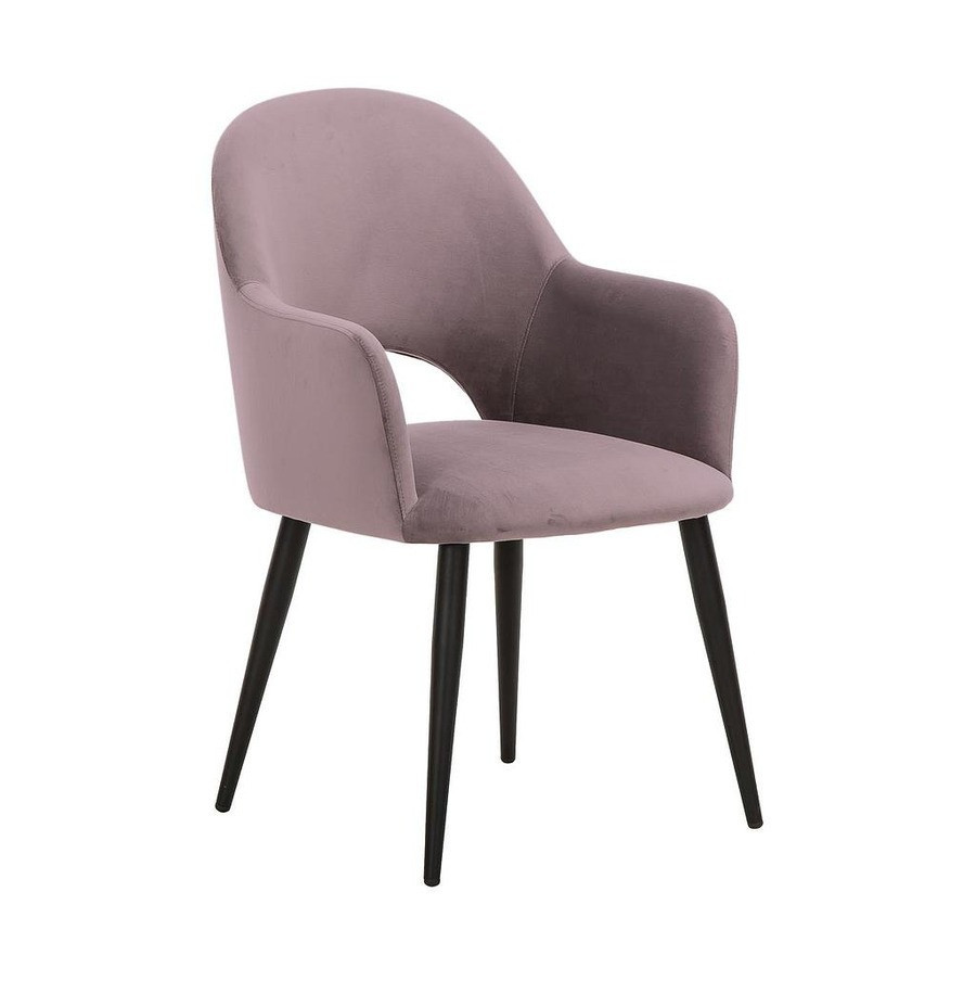 Scaun Rachel cu cotiere din catifea roz, 87 x 47 cm Bucatarie