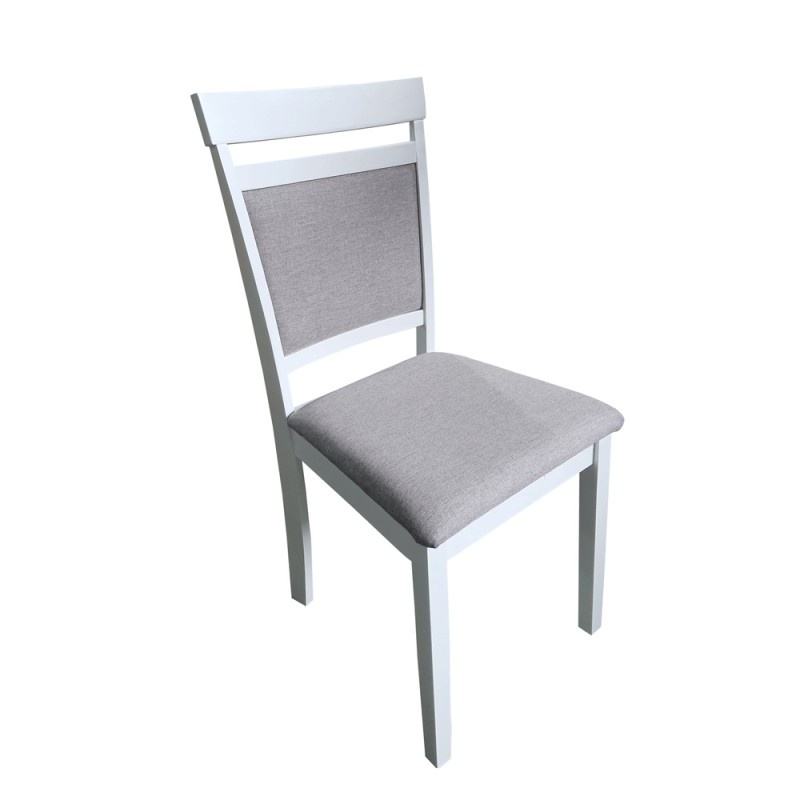 Scaun tapitat de living si bucatarie, KL Oman din lemn masiv, stofa,120 kg, 44x50x90 cm, alb/gri