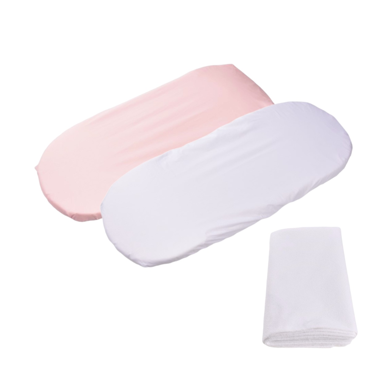 Set 2 cearsafuri cosulet si landou 72x30 cm bumbac 100% alb roz+ protectie impermeabila