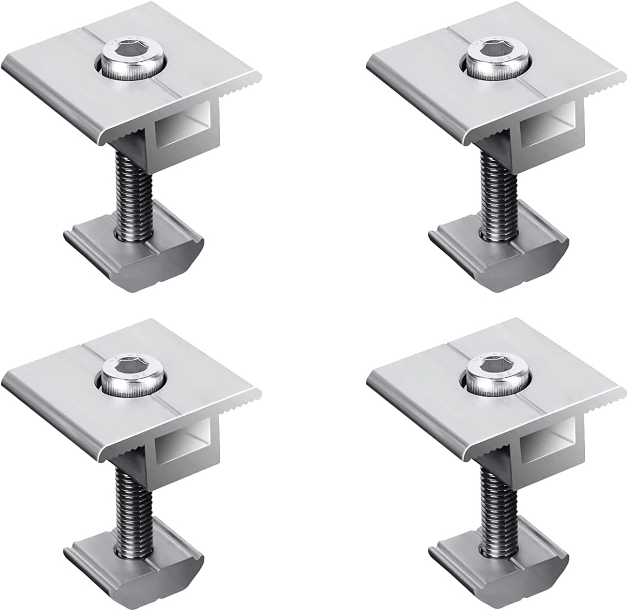 Set 4 cleme de montare pentru panoul solar Cissiyog, aluminiu, argintiu, 35 mm