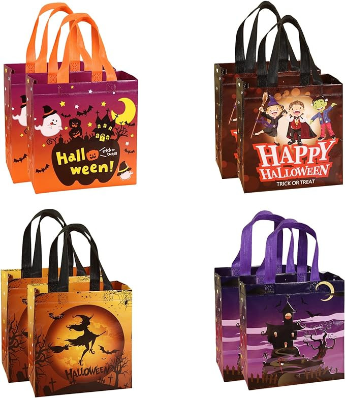 Set 8 pungi de Halloween, HBell, material textil, multicolor, 23 x 22 x 11 cm