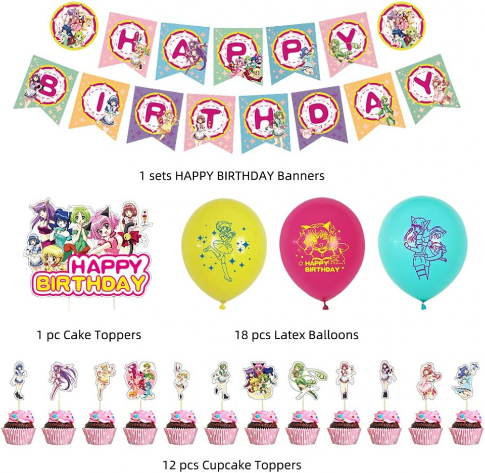 Poze Set aniversar de 32 piese Ksopsdey, multicolor, latex/hartie