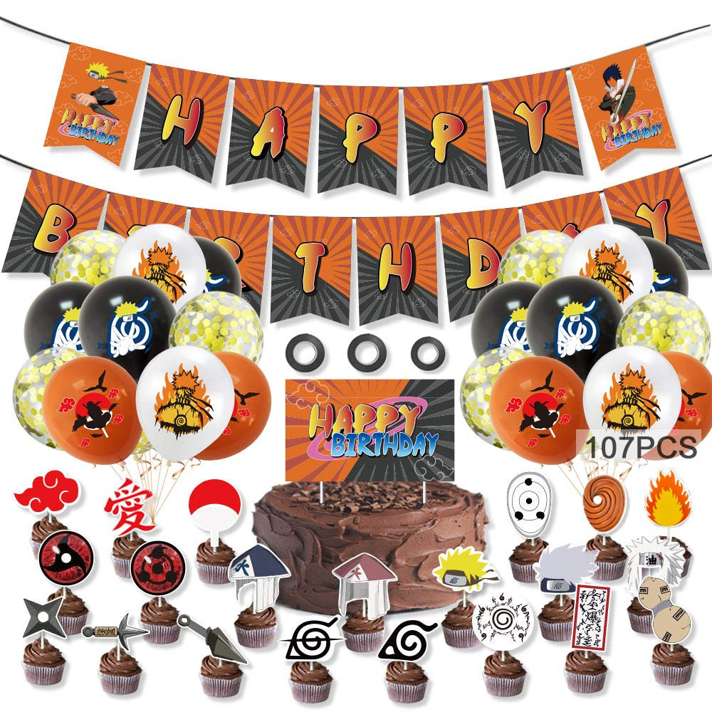 Set aniversar pentru copii cu Naruto MEISHANG, hartie/latex, multicolor, 50 piese