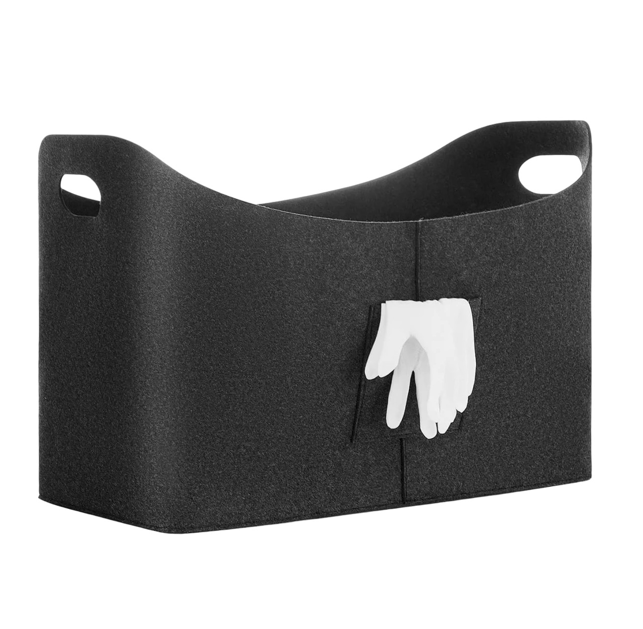 Set de 2 cosuri pliabile pentru depozitare si 2 perechi de manusi EBoot, pasla, negru/alb, 54 x 39 x 30 cm