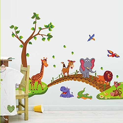 Set de 2 foi cu autocolante pentru copii Kibi, multicolor, animale, vinil, 86 x 135 cm chilipirul-zilei.ro/ imagine 2022