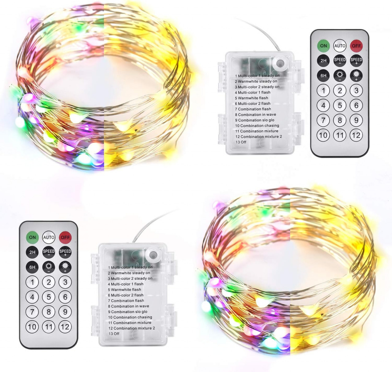 Set de 2 instalatii cu 50 de LED-uri Ariceleo, plastic/cupru, multicolor, 5 m