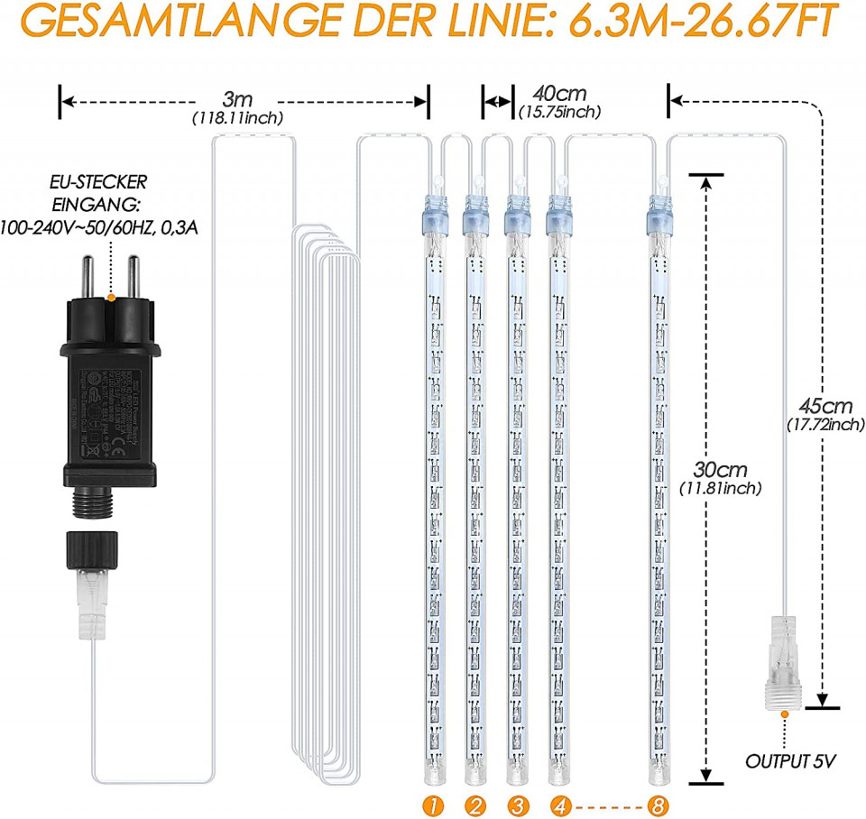 Poze Set de 2 instalatii pentru Craciun Grandisk, 144 LED-uri, albastru, 30 cm
