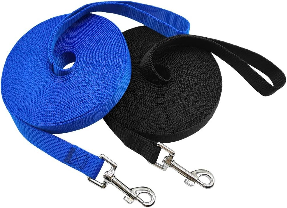 Set de 2 lese pentru caini MayPaw, nailon/metal, negru/albastru, 180 cm