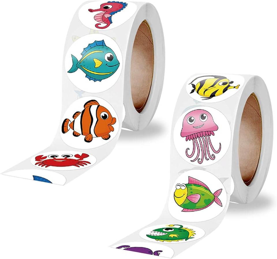 Set de 2 role cu autocolante animate Nesloonp, hartie, multicolor, 2,5 cm