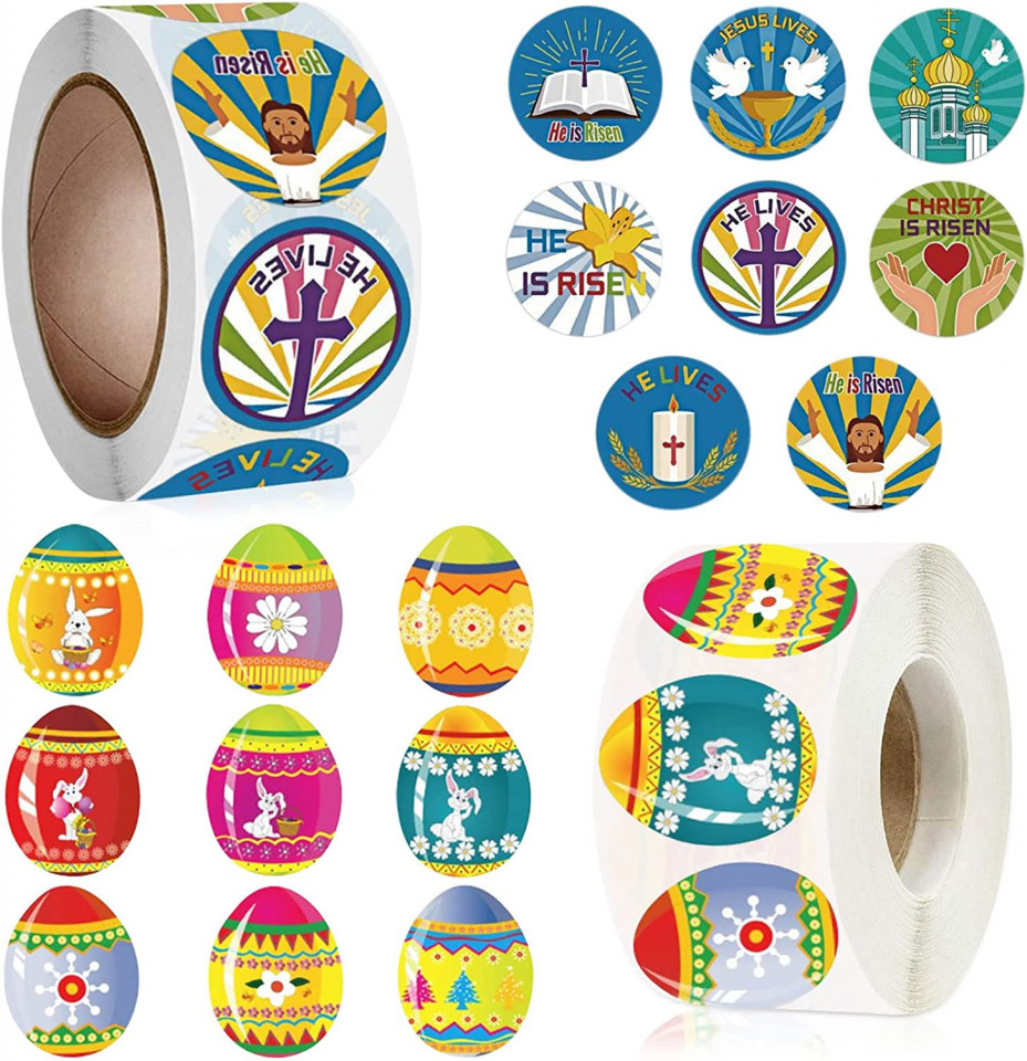 Set de 2 role cu stickere pentru Paste Seasboes, 1000 piese, hartie, multicolor