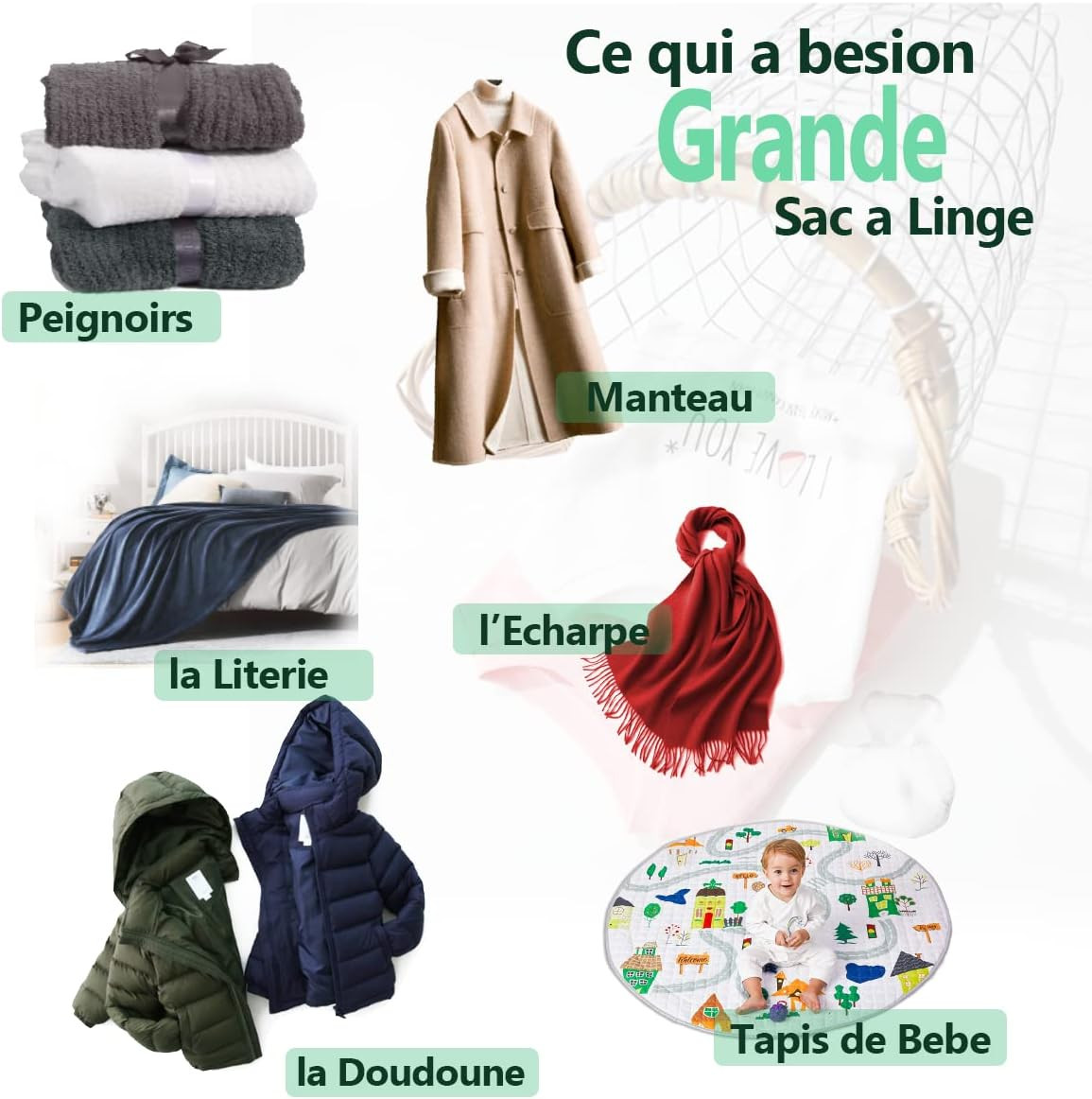 Set de 2 saci pentru spalarea rufelor Comffy, poliester, alb, 40 x 50 cm