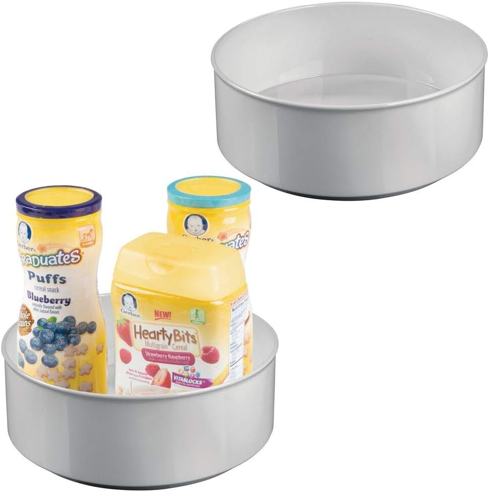 Set de 2 tavi rotative mDesign, plastic, gri, 22,9 x 8,6 cm