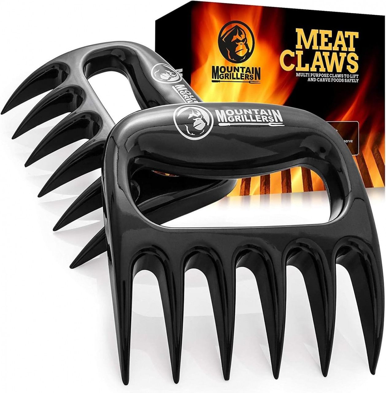 Set de 2 ustensile pentru carne la gratar Mountain Grillers, plastic, negru, 15 x 12 x 3 cm