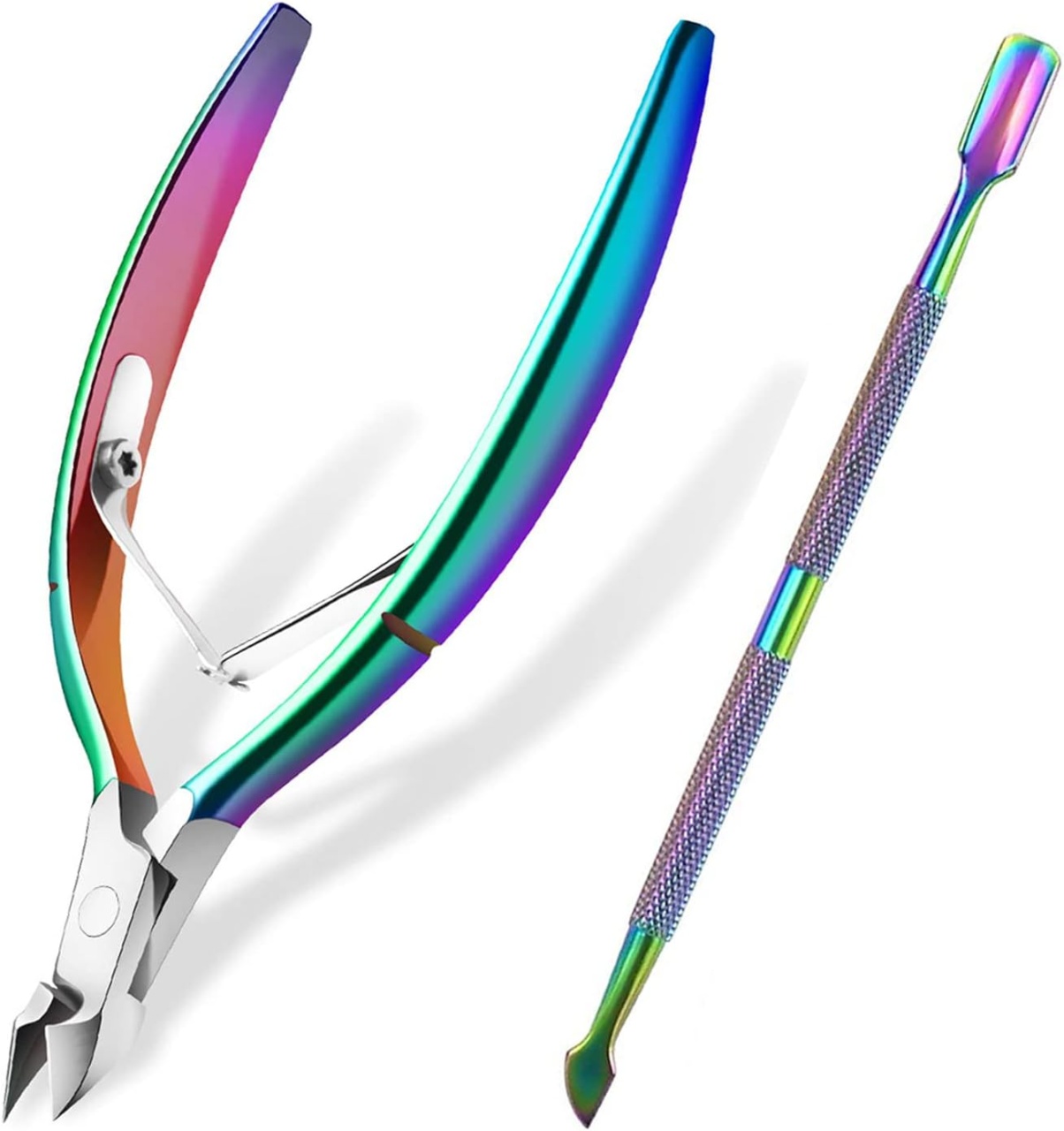 Set de 2 ustensile pentru manichiura/pedichiura SkmGol, otel inoxidabil, multicolor