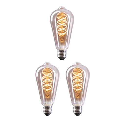 Set de 3 becuri Crown, LED, metal/sticla, E27, 6 x 14 cm, 5W