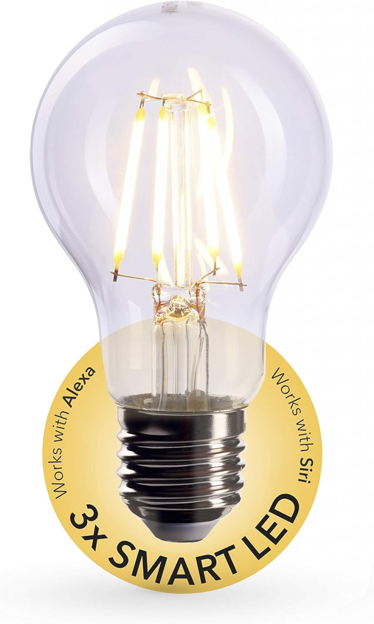 Set de 3 becuri Crown, lemn, metal/sticla, E27, 6 x 10,5 cm, 6 W