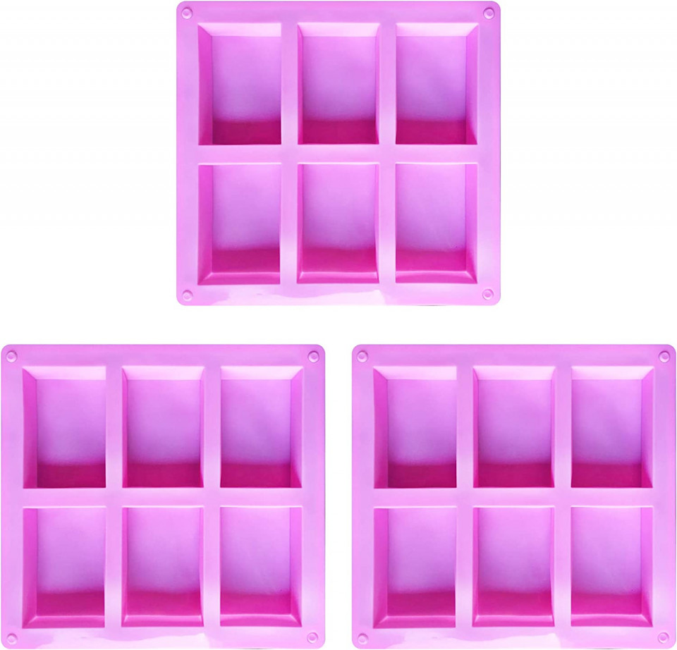 Set de 3 forme pentru fabricarea sapunului Momoland, silicon, roz, 22,5 x 20,5 x 3 cm 205