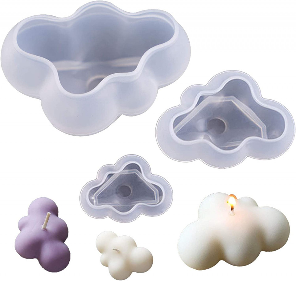 Set de 3 matrite pentru fabricarea lumanarilor Tiruiya, silicon, transparent