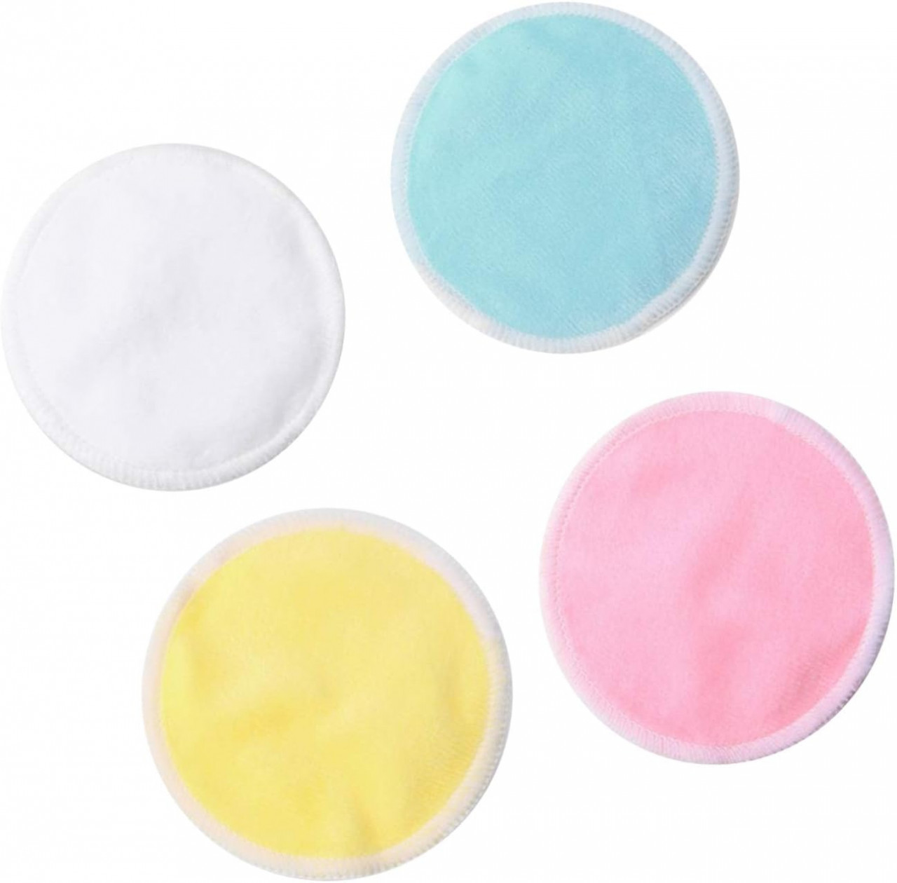 Set de 4 dischete demachiante reutilizabile HEIGOO, bambus/bumbac, multicolor, 8 cm