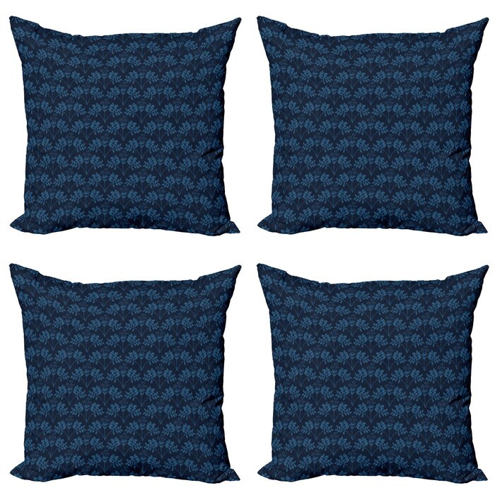 Set de 4 huse pentru perna Hunsinger, albastru inchis, 45,72 x 45,72 x 1 cm