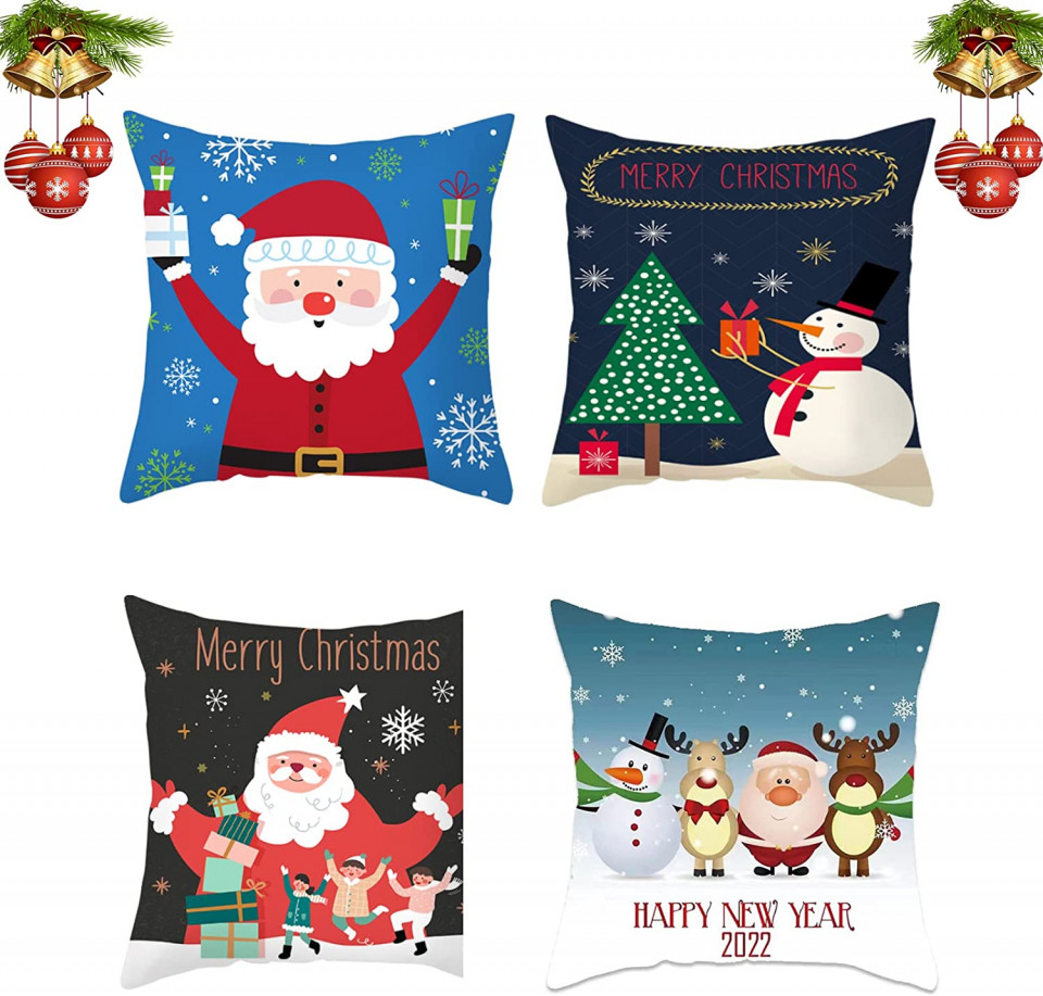 Set de 4 huse pentru perna LAPONO, tesatura, multicolor, 45 x 45 cm