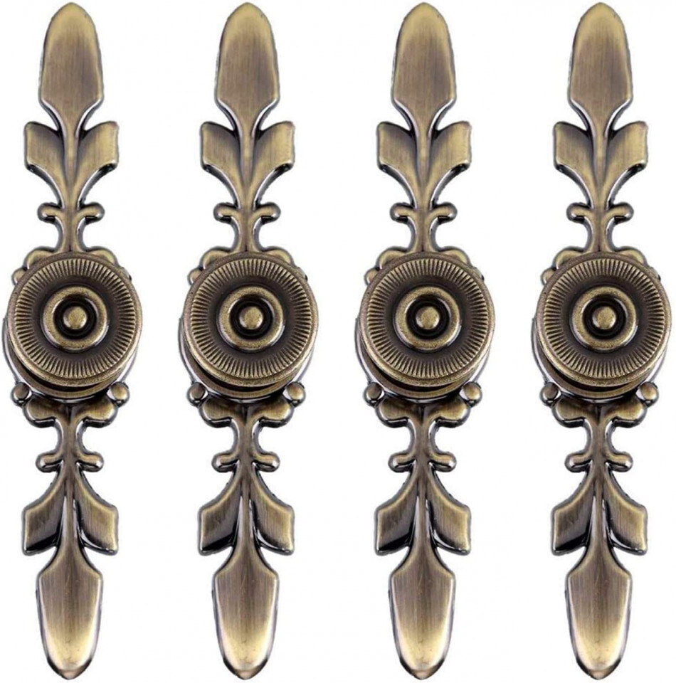 Set de 4 manere sertare/dulapuri CHIFOOM, metal, bronz, 121 x 22,3 x 18,3 mm Accesorii pentru dulapuri și biblioteci 2023-09-25