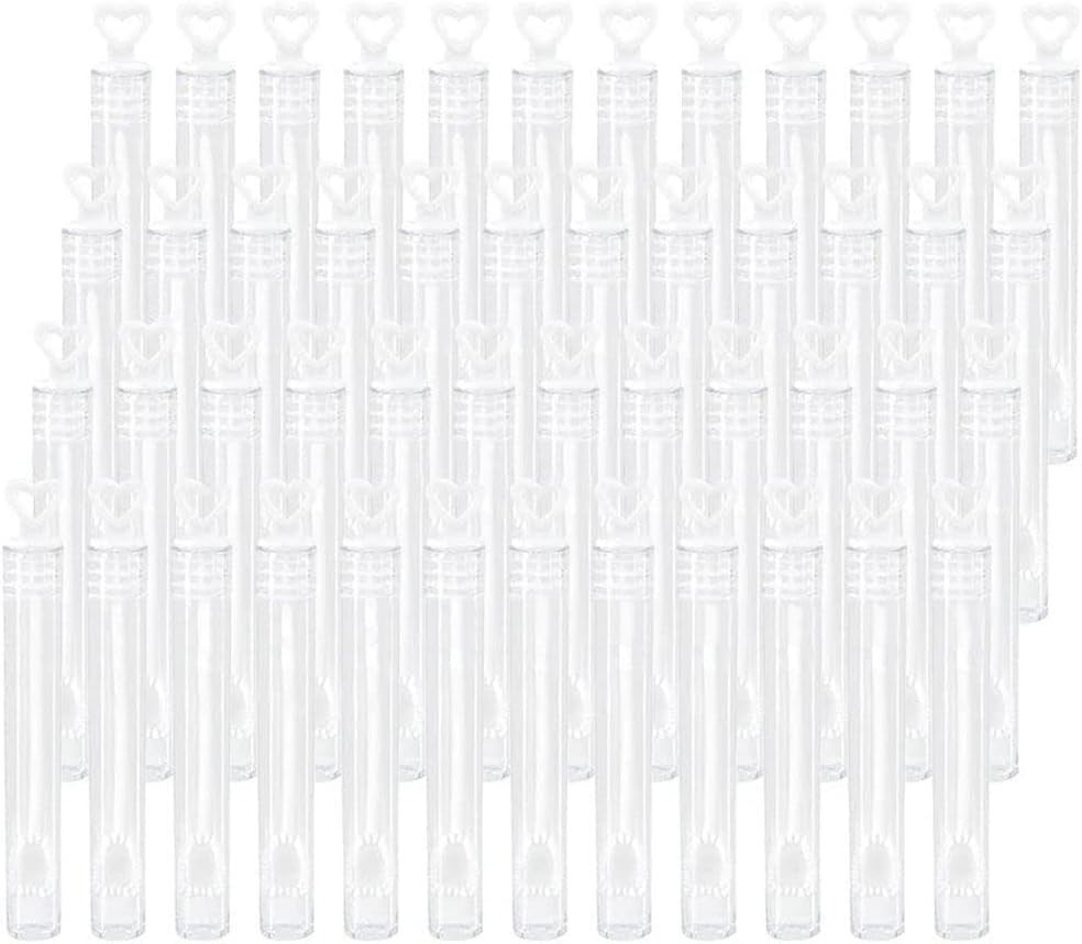 Set de 48 sticlute pentru baloane de sapun Latrat, plastic, transparent/alb, 1,1 x 10,5 cm 105 Accesorii pentru petreceri