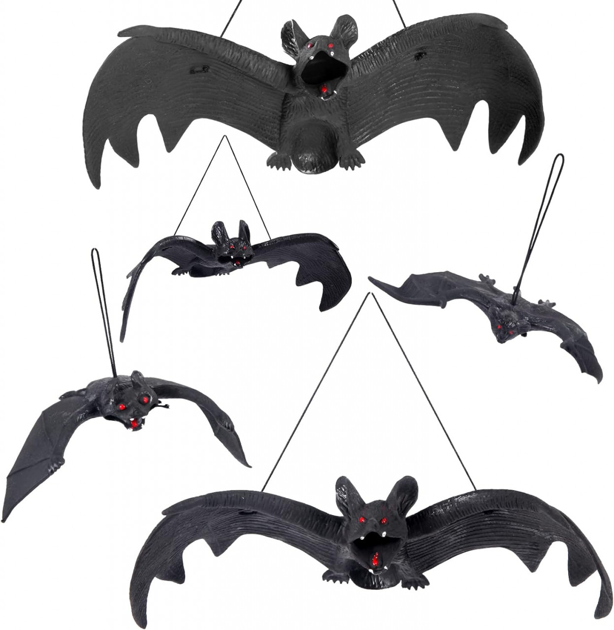 Set de 5 lilieci pentru Halloween Moinkerin, cauciuc, negru