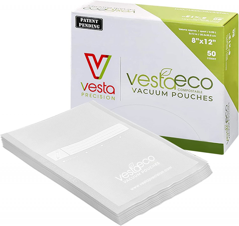 Set de 50 de pungi pentru vidat VestaEco, plastic, transparent, 20 X 30 cm