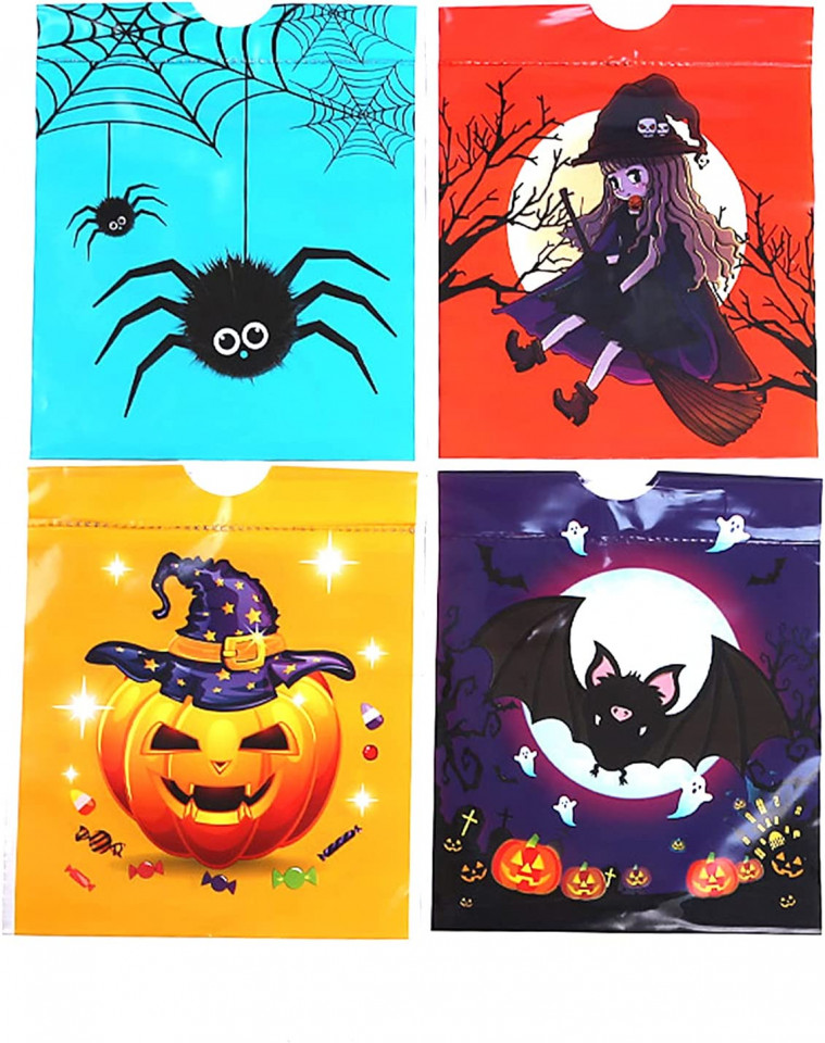 Poze Set de 50 pungi cadou cu snur pentru Halloween MsdeBersSKER, poliester, multicolor, 20 x 18 cm