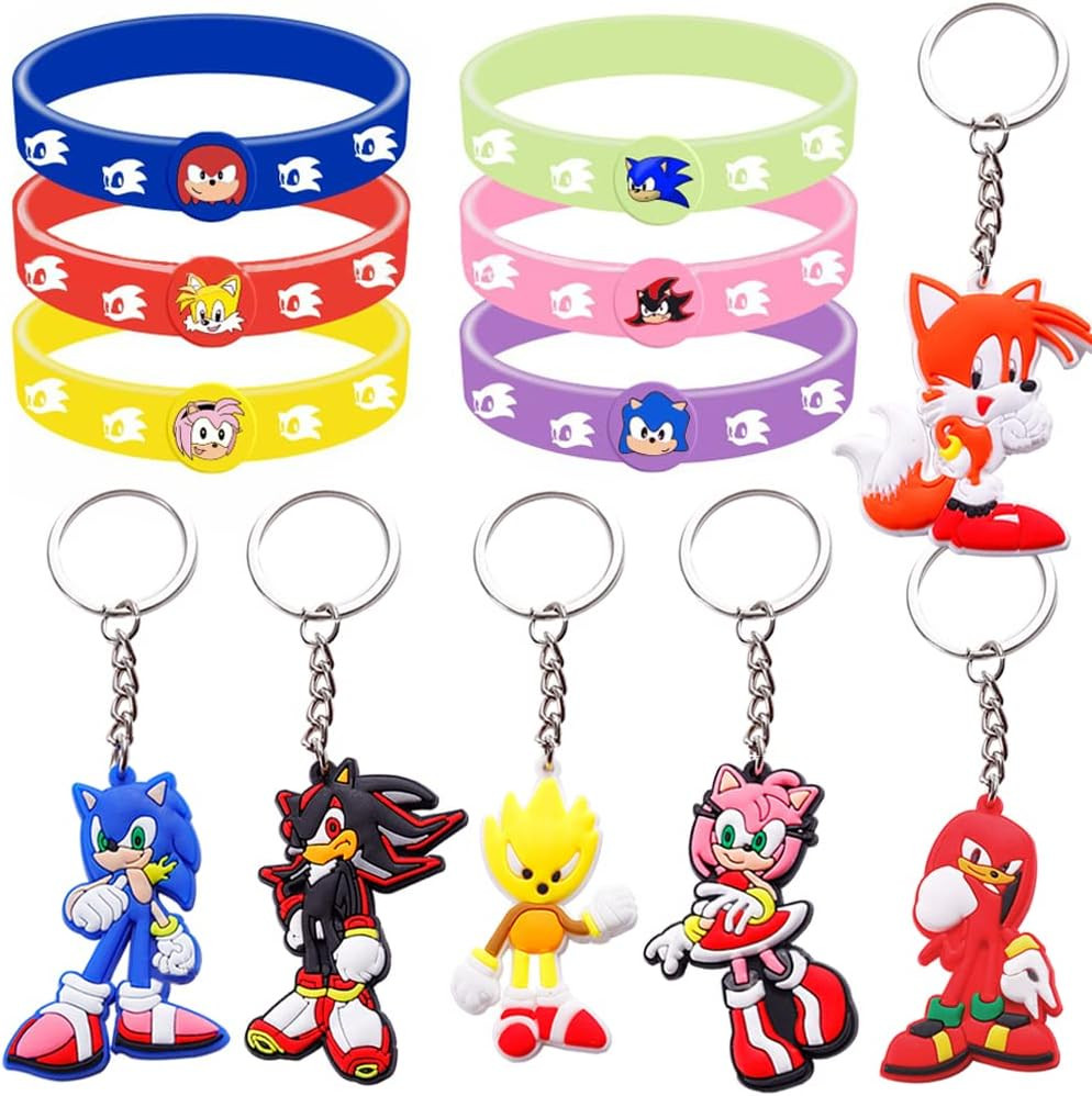 Set de 6 bratari si 6 brelocuri animate pentru copii MEZHEN, silicon/metal, multicolor
