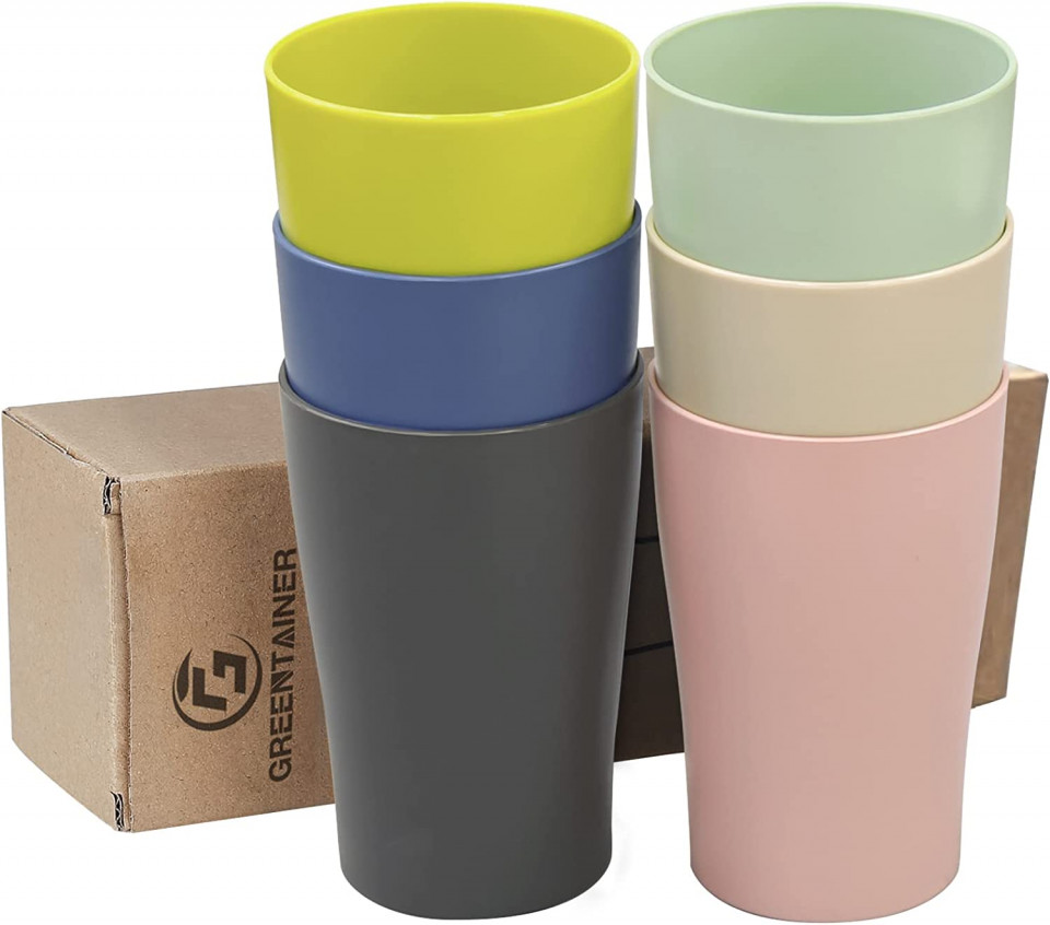 Set de 6 pahare Greentainer, plastic, multicolor, 12,9 x 7,3 cm, 400 ml Gătit și servire 2023-09-25