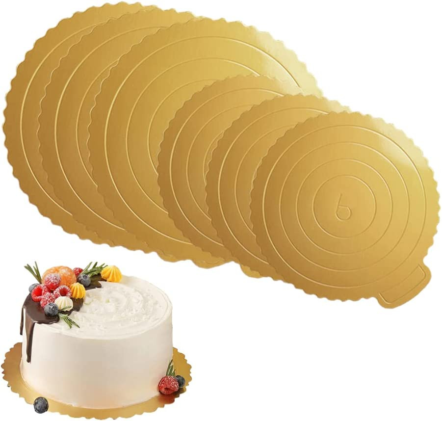 Set de 6 platouri pentru tort sinzau, carton, rotund, auriu, 19/25 cm imagine noua 2022