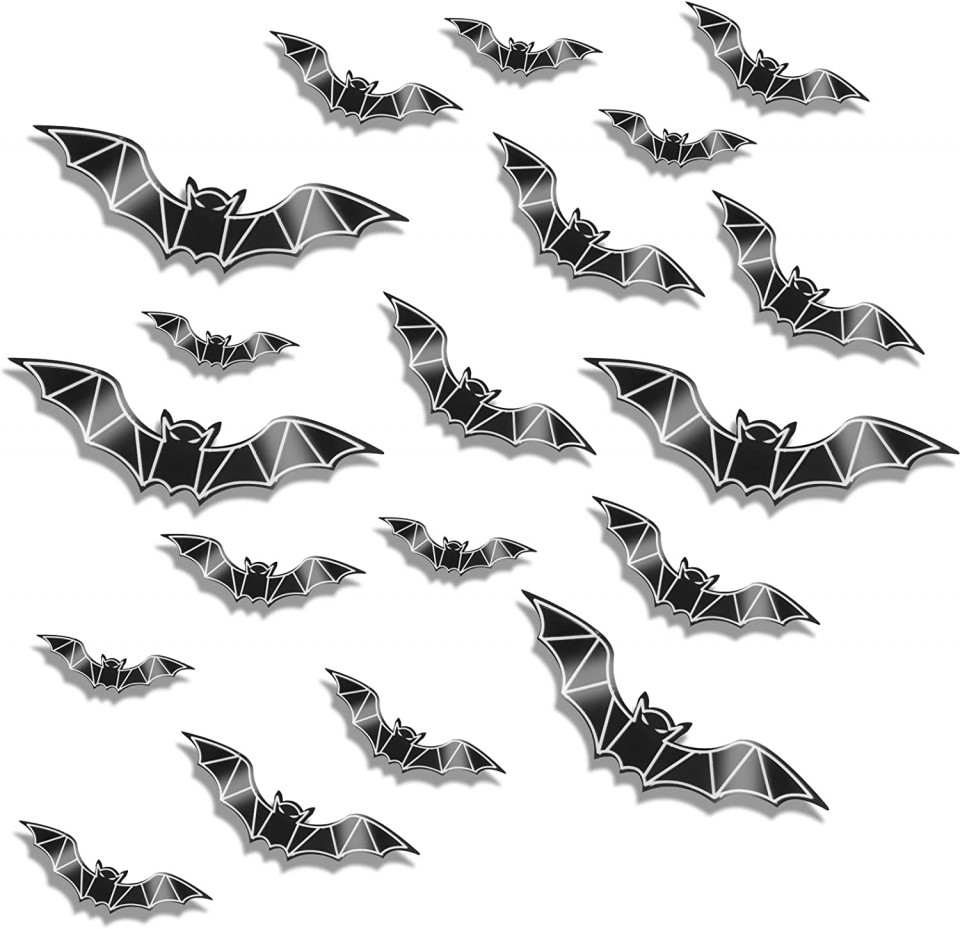 Set de 72 autocolante cu lilieci pentru Halloween, negru, PVC Accesorii pret redus