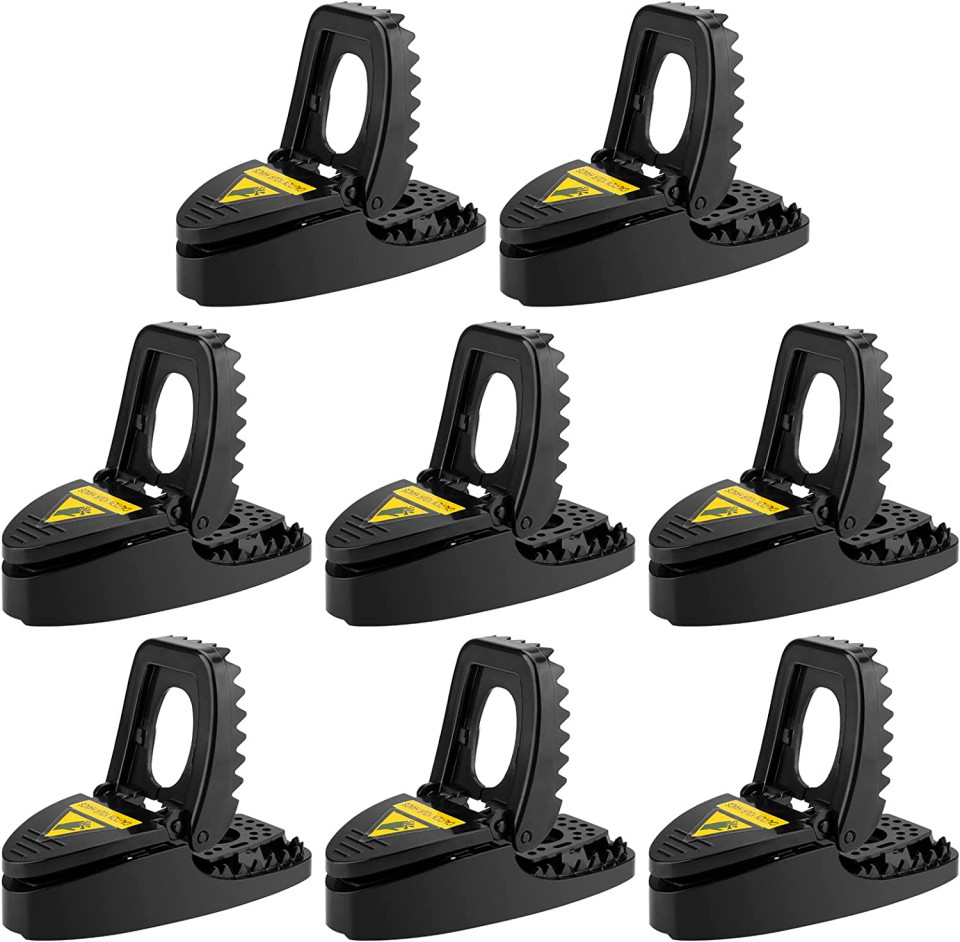 Set de 8 capcane pentru soareci DUOUPA, ABS, negru, 11 x 4 x 3 cm