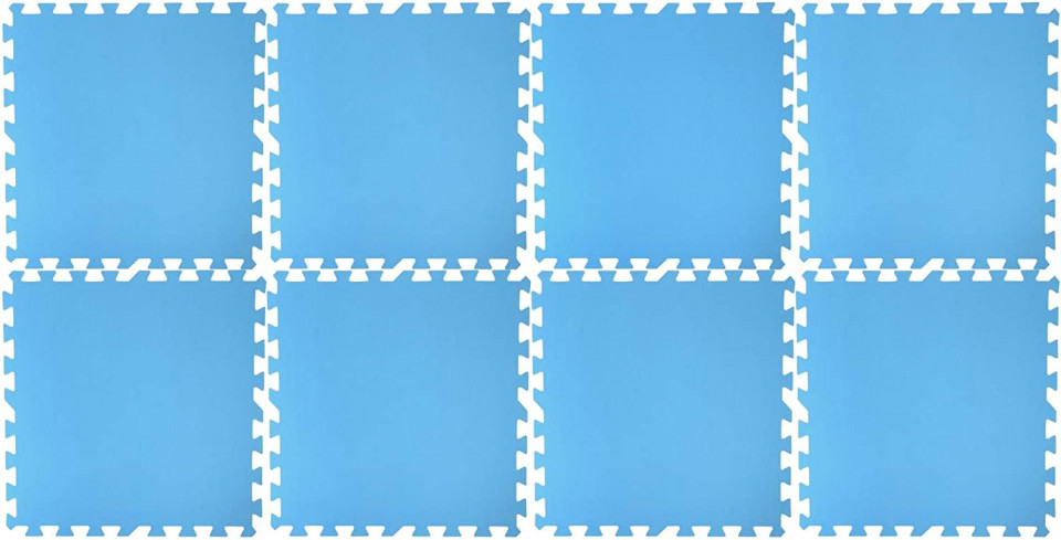 Set de 8 covorase pentru fitness Perfect Pool, spuma, albastru, 50 x 50 cm