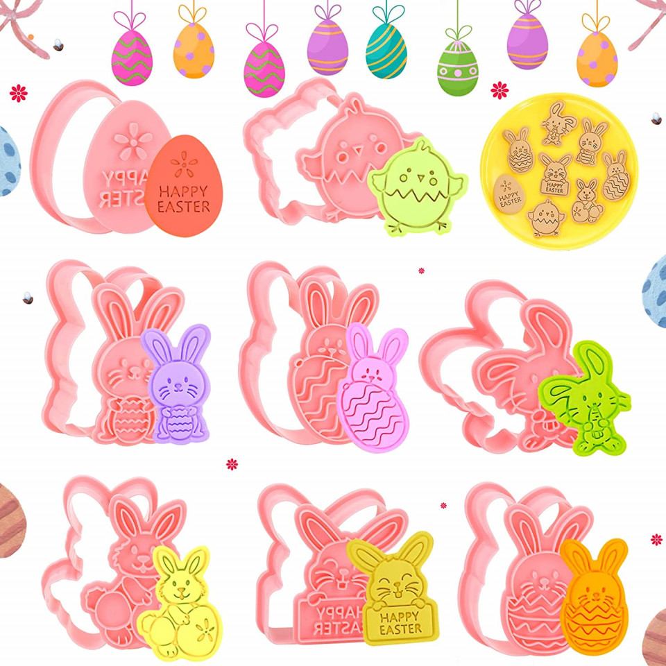 Set de 8 forme pentru prajituri GUBOOM, model Paste, plastic, roz
