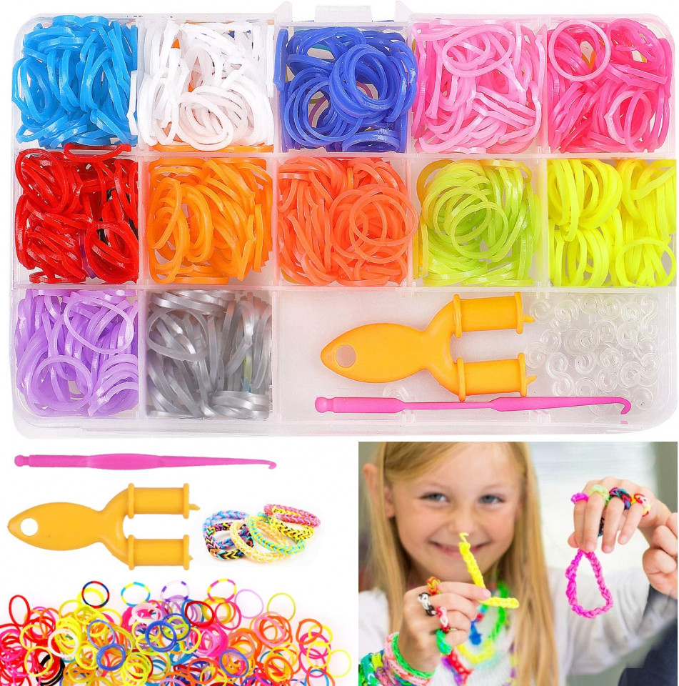 Set de creatie cu 600 accesorii pentru bratari Eokeey, plastic, multicolor, 10 x 17,5 x 2 cm