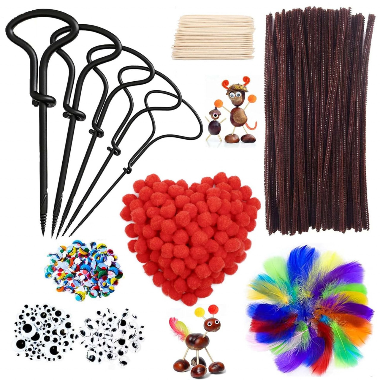 Set de creatie cu burghiu pentru castane Shengruili, metal/textil/lemn, multicolor, 255 piese