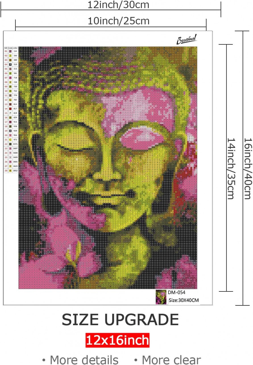 Poze Set de creatie cu diamante Bougimal model Buddha, rasina, multicolor, 30 x 40 cm