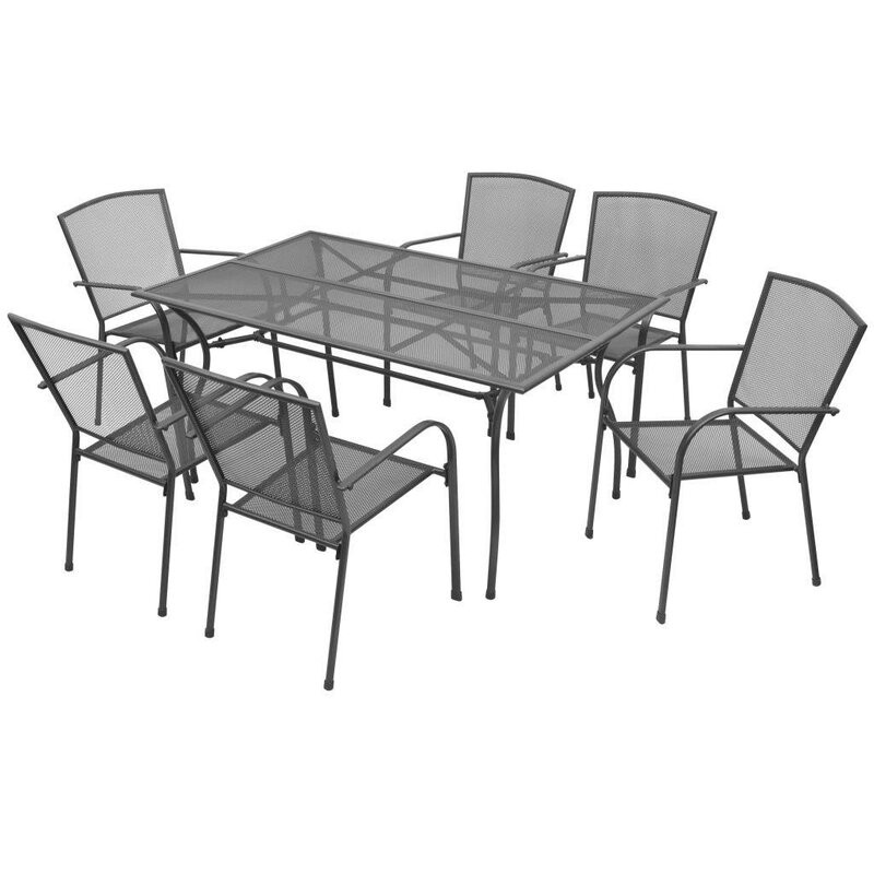 Set de o masa si 6 scaune de gradina Tillie, metal, antracit Pret Redus chilipirul-zilei pret redus imagine 2022