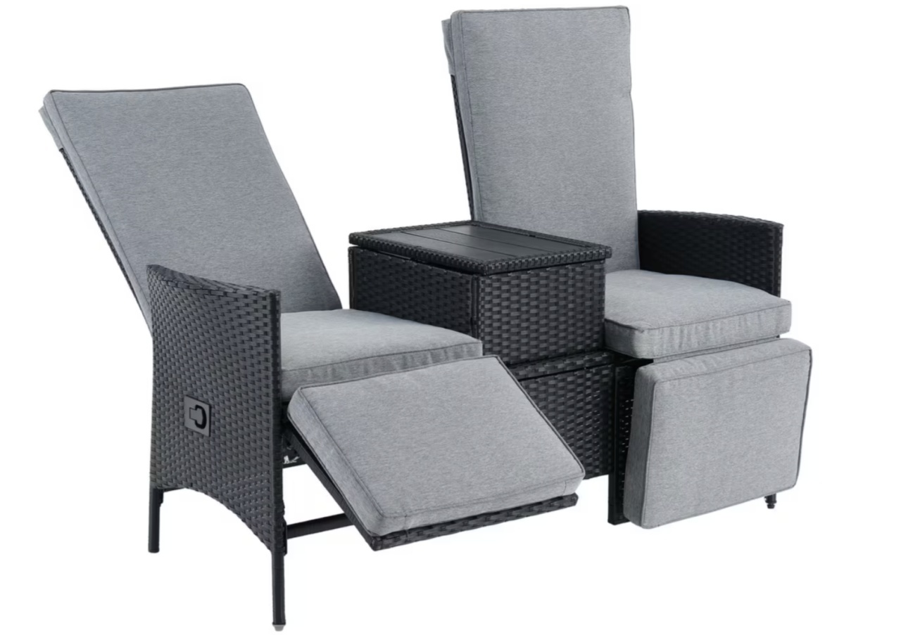 Set de terasa din 2 scaune si masuta (corp complet), Ambia Garden Relaxo, 141/59/109 cm