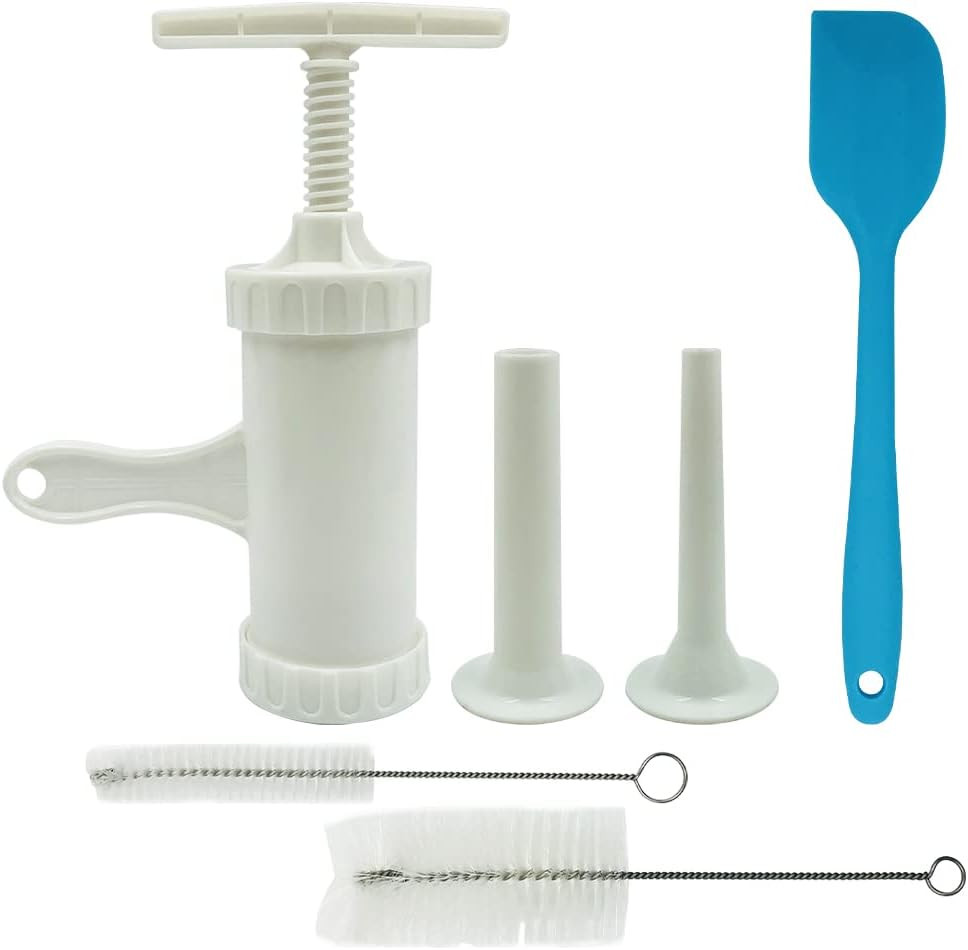 Set de ustensile pentru prepararea carnatilor Sonku, plastic, alb/albastru, 6 piese