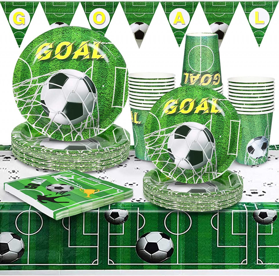 Set de vesela cu fotbal Formemory, hartie, multicolor, 72 piese