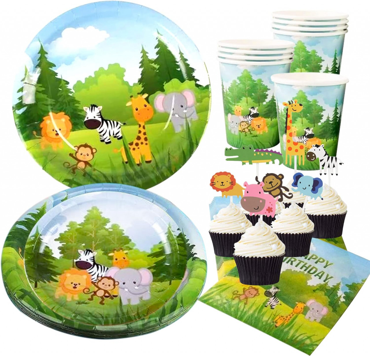Set de vesela pentru petrecere Givenness, hartie, multicolor, 58 piese